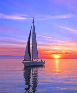 Boat Sunset paint by number