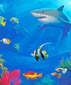 Colorful Fish And Shark paint by number