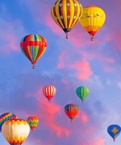 Colorful Hot Air Balloon paint by numbers