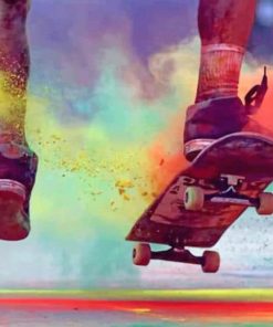 Colorful Smoke Skateboard paint by number