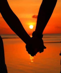 Couple Holding Hands Love Sunset Silhoutte paint by numbers