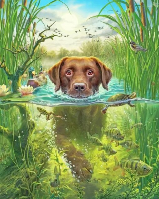 Dog In The Water Paint By numbers