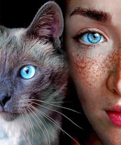 Eyes Girl And Cat paint by number