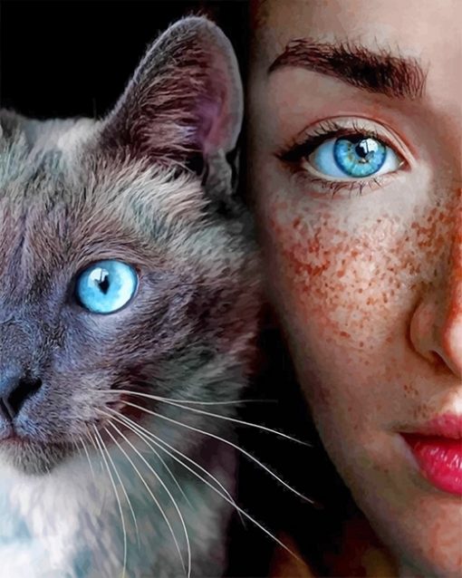 Eyes Girl And Cat paint by number