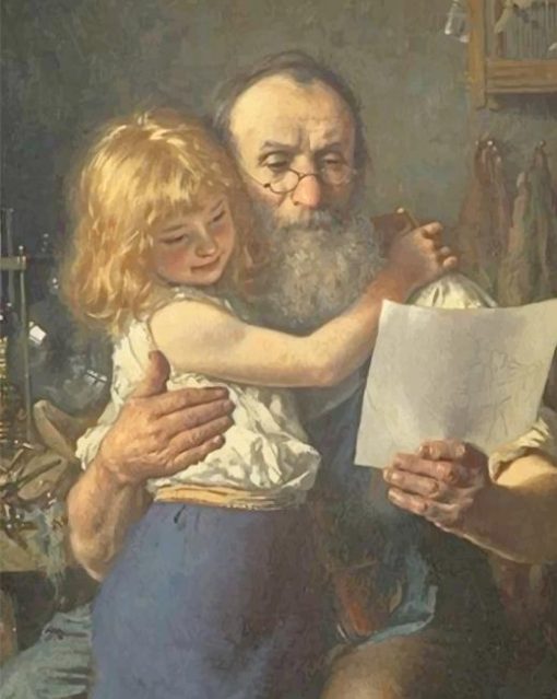 Granddaughter And Grandfather Knut Ekwall paint By nuumbers