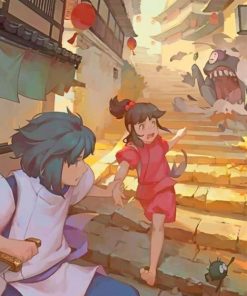 Haku And Chihiro Running paint By Numbers