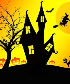 Halloween House Silhouette paint by number