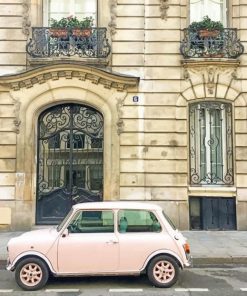 Paris Street Pink Vintage Car paint by number