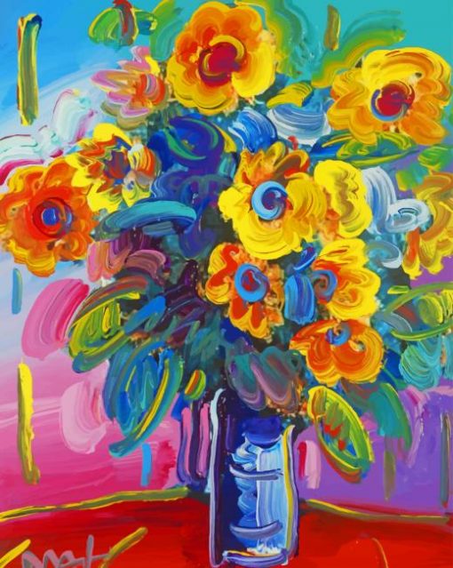 Peter Max Vase Of Flowers paint by number