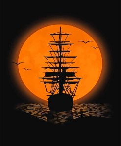 Pirate Ship Silhouette paint by number