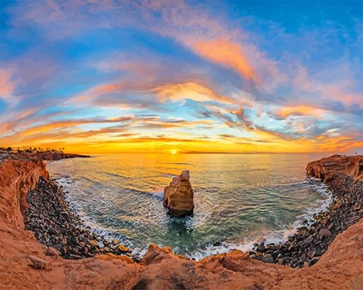 San Diego Sunset Cliffs paint by number