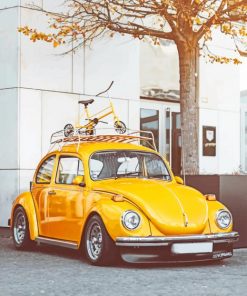 Vintage Yellow Volkswagen Beetle paint by number