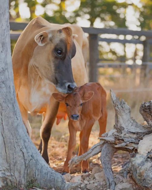 Cattle With Her Baby paint by numbers