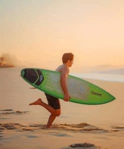 Green Surf Board On Beach paint by numbers