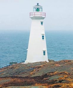 White Lighthouse On Beach paint by numbers