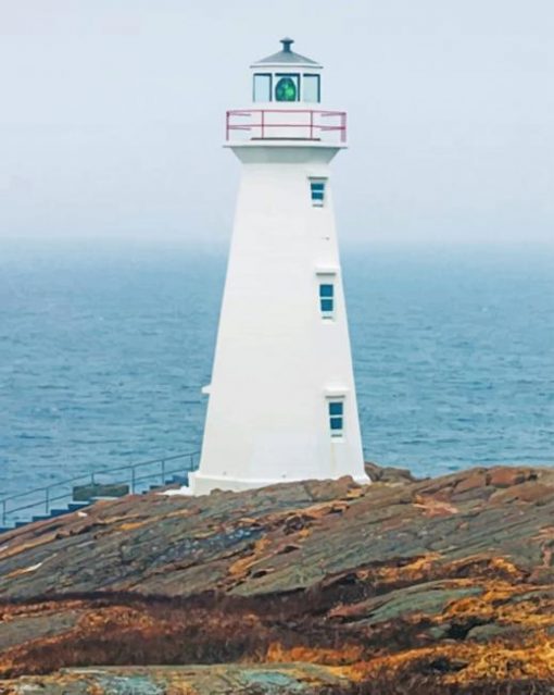 White Lighthouse On Beach paint by numbers