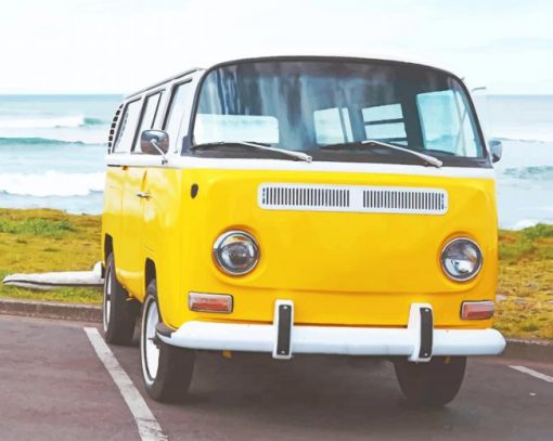 Yellow Van On Beach paint by numbers