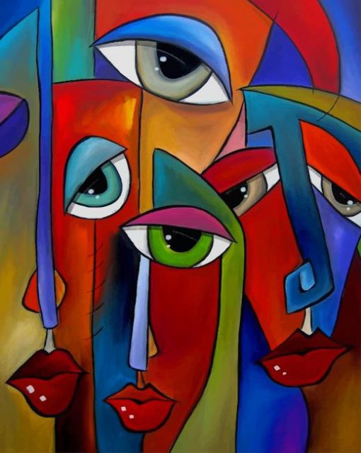 Colorful Faces Abstract Art paint by numbers