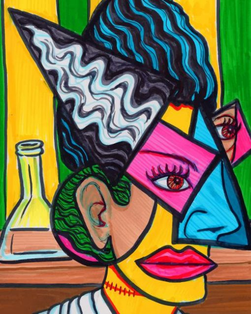 Girl Portrait Cubism Style paint by numbers