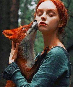 Girl With Red Hair And Fox paint by numbers