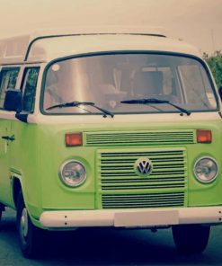 Green And White Volkswagen Combi paint by numbers