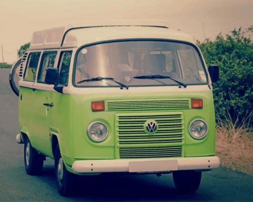 Green And White Volkswagen Combi paint by numbers