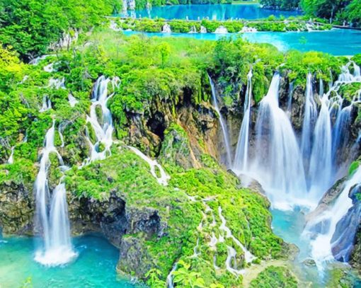 Plitvice Lakes Croatia paint by numbers