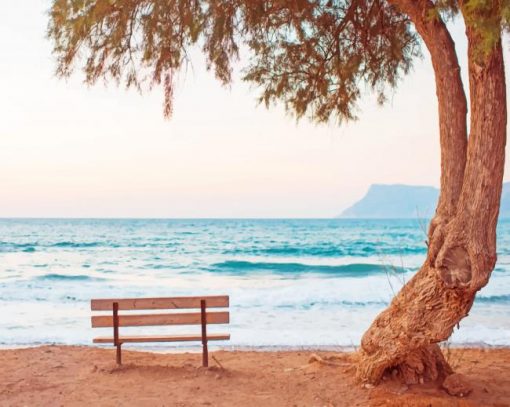 Seaside Spot With Tree And Chair paint by numbers