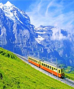 Switzerland Train Wallpaper paint by numbers