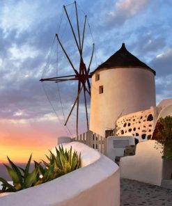 Windmill Oia Santorini Greece paint by numbers