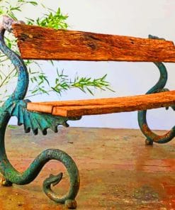 Antique Cast Iron Bench paint by numbers