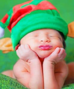 Baby With Elf Beanie paint by numbers