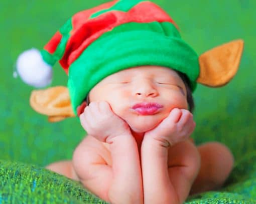 Baby With Elf Beanie paint by numbers