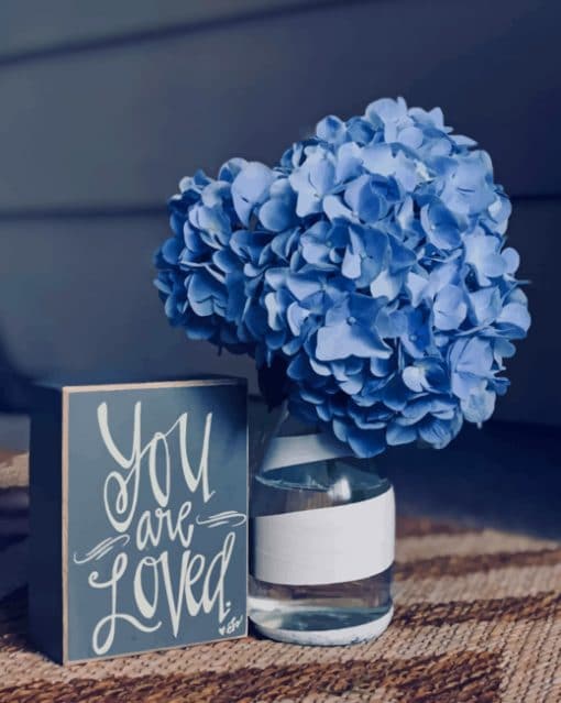 Beautiful Hydrangea Blue Flower Paint By Numbers