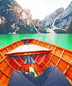 Boat Rowing On A Lake paint by numbers