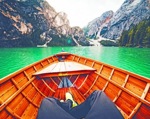 Boat Rowing On A Lake paint by numbers