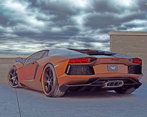 Brown Lamborghini Car paint by numbers