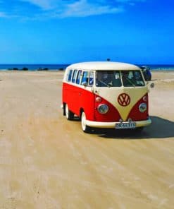 Camper Van On Beach paint by numbers