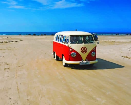 Camper Van On Beach paint by numbers