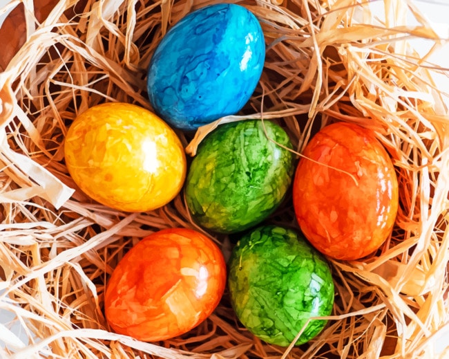 Colored Easter Eggs In A Basket paint by numbers