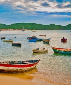 Colorful Lake Boats Paint By Numbers