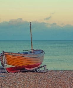 Fishing Boat On Beach paint by numbers