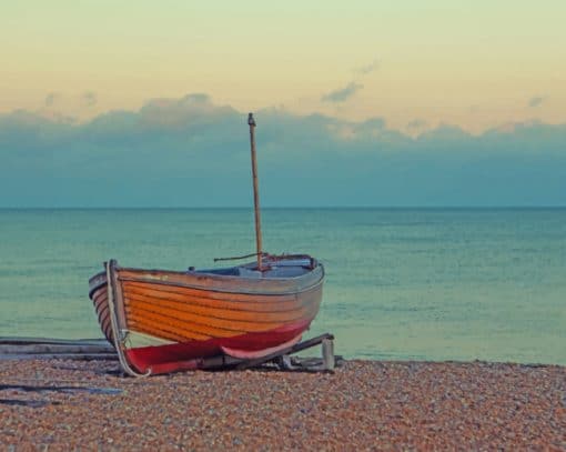 Fishing Boat On Beach paint by numbers