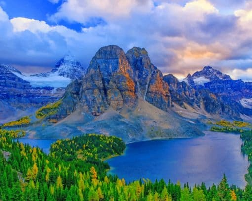 Fluffy Clouds Above The Rocky Mountains Paint By Numbers