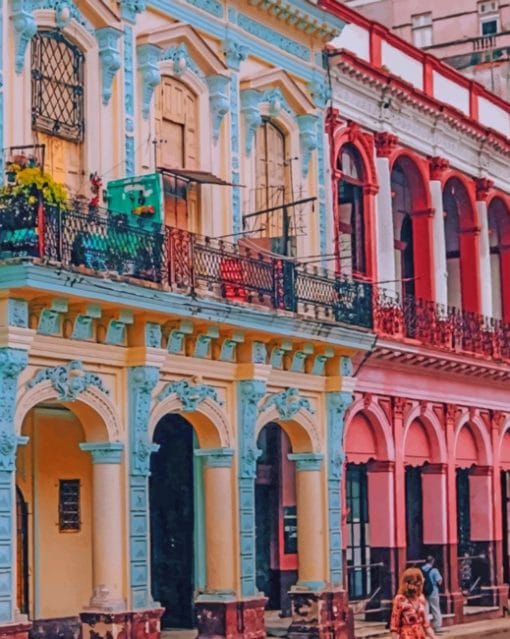 Colorful Buildings Cuba paint by numbers