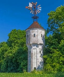 Germany Fields Northrhine Westphalia Trees Tower paint by numbers