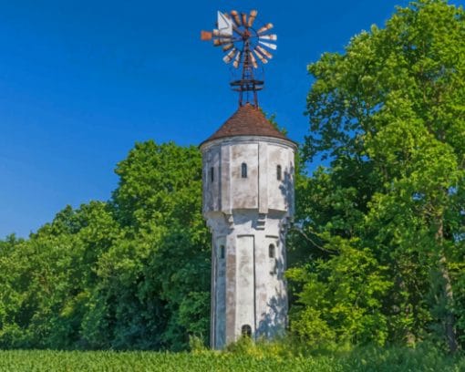 Germany Fields Northrhine Westphalia Trees Tower paint by numbers