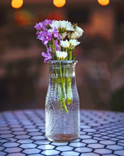 Glass Pot With Flowers paint by numbers