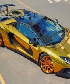 Golden Lamborghini Car paint by numbers