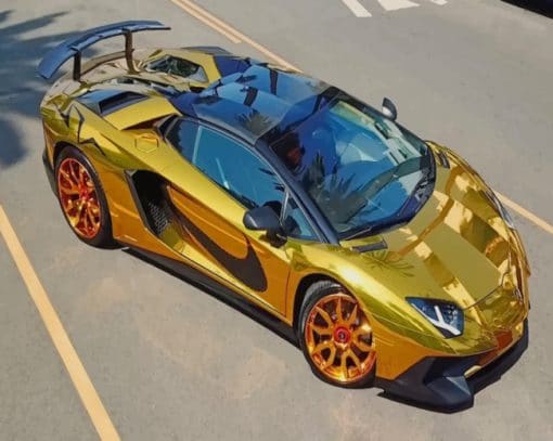 Golden Lamborghini Car paint by numbers